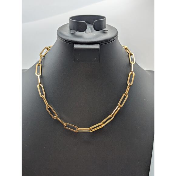 16"-18.5" Victoria Emerson 14K Plated Gold Tone Paperclip Chain Link Necklace - Picture 5 of 5